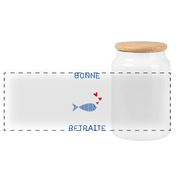 RETRAITE. BONNE RETRAITE. JOYEUSE RETRAITE - Boîte à biscuits avec couvercle en bois - blanc - Devant