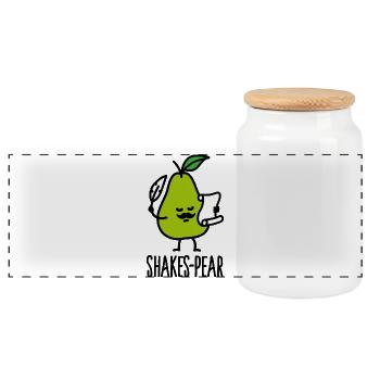 Shakes-Pear, Shakespeare Funny Pear Pun - Boîte à biscuits avec couvercle en bois - blanc - Devant