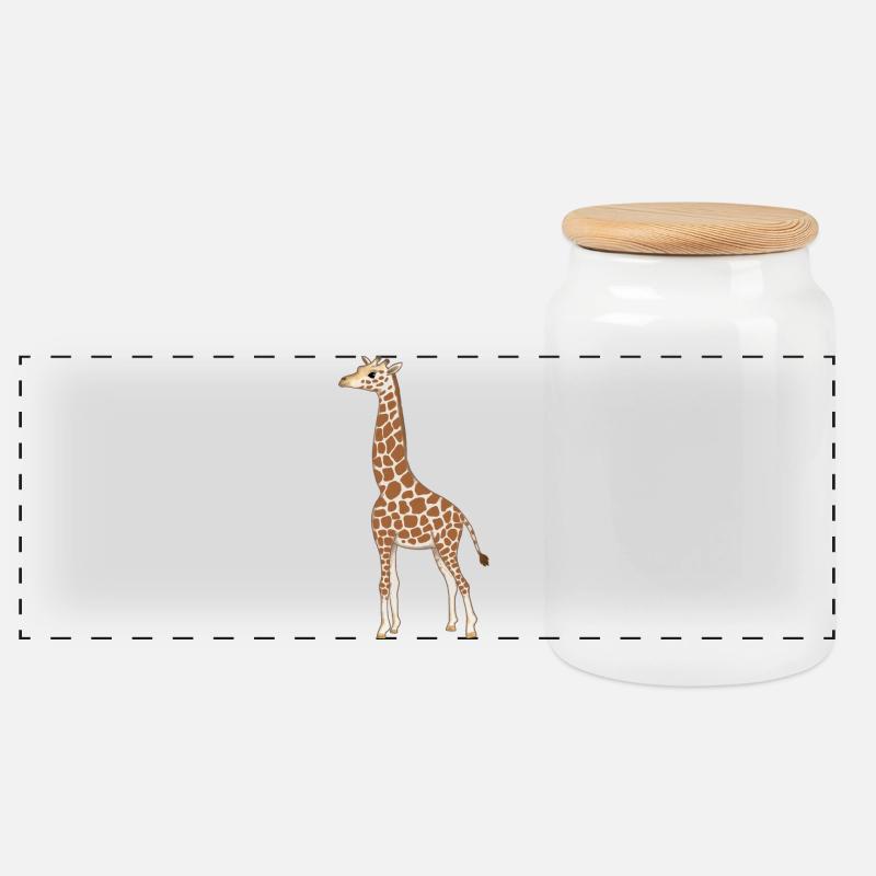 Giraffe Kinder - Panorama Keksdose mit Holzdeckel - Weiß