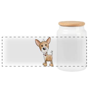 Kleiner Chihuahua Hund - Panorama Keksdose mit Holzdeckel - Weiß - Vorne