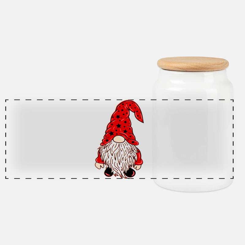 Weihnachts Wichtel Xmas Gnom - Panorama Keksdose mit Holzdeckel - Weiß