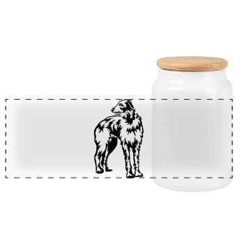 Deerhound écossais - Boîte à biscuits avec couvercle en bois - blanc - Devant