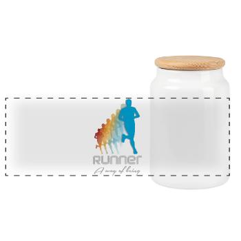 course - Boîte à biscuits avec couvercle en bois - blanc - Devant