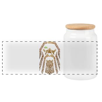 Viking - Boîte à biscuits avec couvercle en bois - blanc - Devant