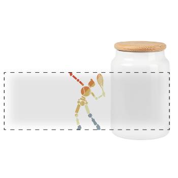 Tennis Boy - Panoramic Cookie Jar with Wooden Lid - white - Front