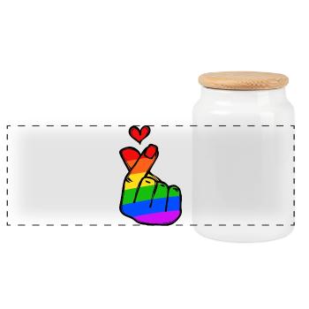 Regenbogen Herz Liebe Frieden Leidenschaft - Panorama Keksdose mit Holzdeckel - Weiß - Vorne