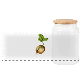 germinating small in the soil - Panoramic Cookie Jar with Wooden Lid - white - Front