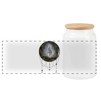 Wonderful white unicorn - Panoramic Cookie Jar with Wooden Lid - white - Front