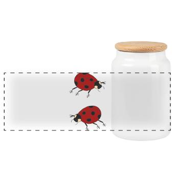 ladybug duo - Panoramic Cookie Jar with Wooden Lid - white - Front