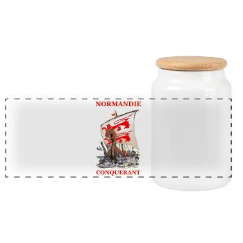 NORMANDY CONQUERING Louis RUNEMBERG © Adagp - Panoramic Cookie Jar with Wooden Lid - white - Front