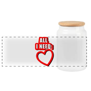 All i need is Heart (Vectorgraphic) - Panoramic Cookie Jar with Wooden Lid - white - Front