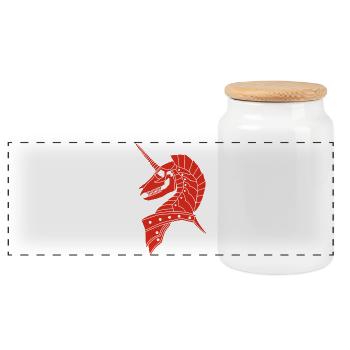 Red Gothic Unicorn - Panoramic Cookie Jar with Wooden Lid - white - Front