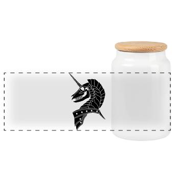 Schwarzes gotisches Einhorn - Panorama Keksdose mit Holzdeckel - Weiß - Vorne