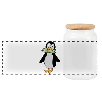 Seevogel Tier Pinguin Vogel Südpol Zoo - Panorama Keksdose mit Holzdeckel - Weiß - Vorne