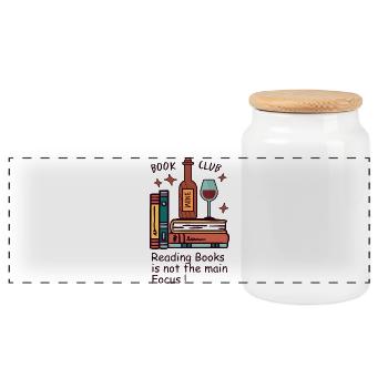 Club de livres amusants - Boîte à biscuits avec couvercle en bois - blanc - Devant