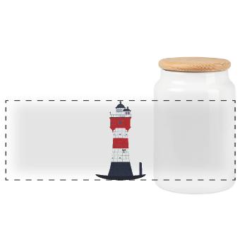 Phare Sable rouge sans texte, Mer du Nord, Offshore - Boîte à biscuits avec couvercle en bois - blanc - Devant