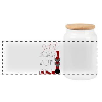 Maintenant, allez au point - à la fin - point - Boîte à biscuits avec couvercle en bois - blanc - Devant