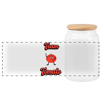 Team Tomatoes - Boîte à biscuits avec couvercle en bois - blanc - Devant