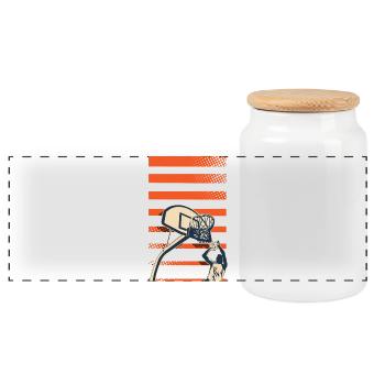 Joueurs de basket-ball - Boîte à biscuits avec couvercle en bois - blanc - Devant