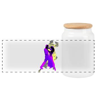 Argentine tango dancers - Panoramic Cookie Jar with Wooden Lid - white - Front