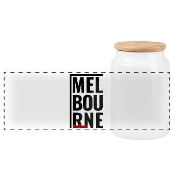 Melbourne Australien Typografie Design - Panorama Keksdose mit Holzdeckel - Weiß - Vorne