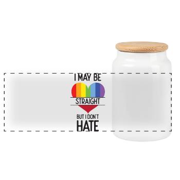 Pride Month - Ich mag heterosexuell sein, aber ich hasse es nicht - Panorama Keksdose mit Holzdeckel - Weiß - Vorne