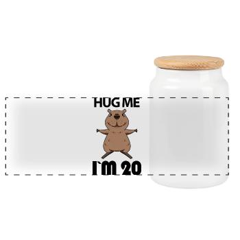 20 Birthday - 20 Years - Hug - Panoramic Cookie Jar with Wooden Lid - white - Front