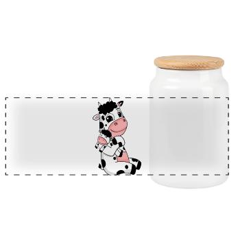 Famille de vaches - Vache avec bébé - Boîte à biscuits avec couvercle en bois - blanc - Devant