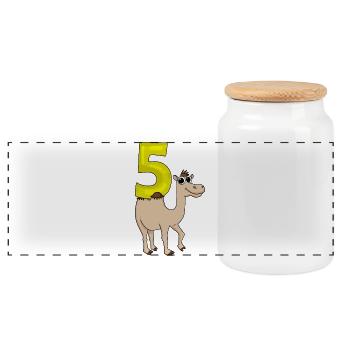 5 Birthday 5 years old with animal motif - five - Panoramic Cookie Jar with Wooden Lid - white - Front