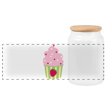 Icecream Cup Erdbeere Erdbeerzeit Eis Sommer Fun - Panorama Keksdose mit Holzdeckel - Weiß - Vorne