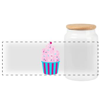 Icecream Cup Deko Eis Streifen Sommer Fun Fan - Panorama Keksdose mit Holzdeckel - Weiß - Vorne