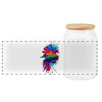 Bird of paradise - Panoramic Cookie Jar with Wooden Lid - white - Front