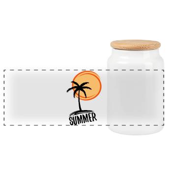 Urlaub und Sommer im Paradies (schwarz) - Panorama Keksdose mit Holzdeckel - Weiß - Vorne
