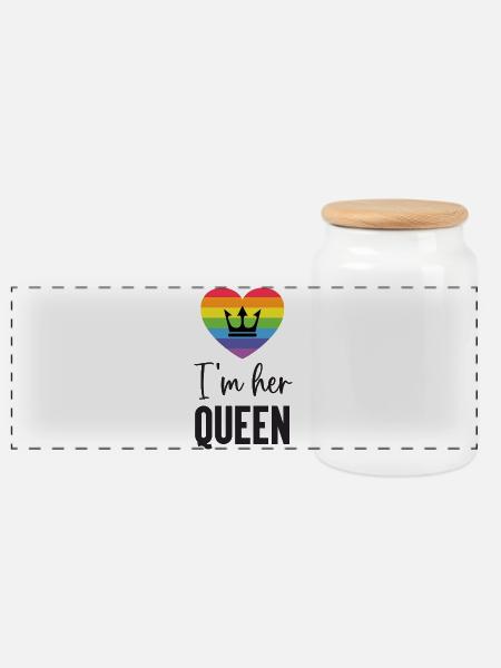 Pride Month LGBT - Ich bin ihre Königin - Panorama Keksdose mit Holzdeckel - Weiß