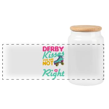 Roller Skate Design - Panoramic Cookie Jar with Wooden Lid - white - Front