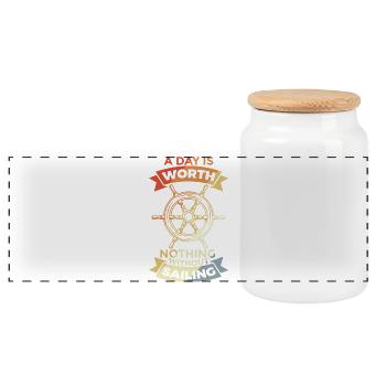 Voile d'époque - Boîte à biscuits avec couvercle en bois - blanc - Devant