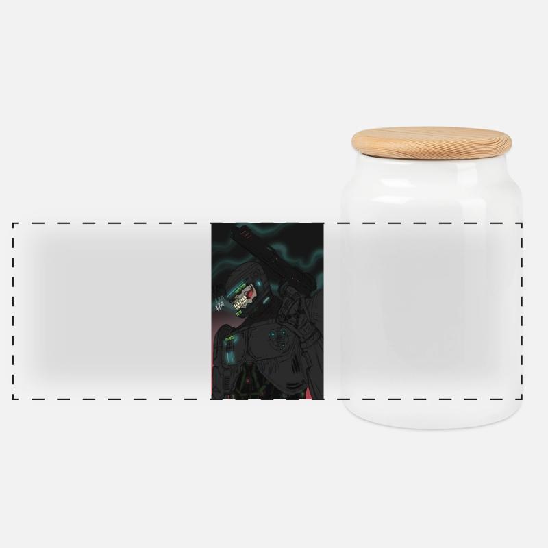 Cyborg mort - Boîte à biscuits avec couvercle en bois - blanc