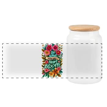 Do what makes your heart bloom - Panorama Keksdose mit Holzdeckel - Weiß - Vorne