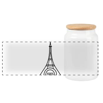Paris with Eiffel Tower - Panoramic Cookie Jar with Wooden Lid - white - Front