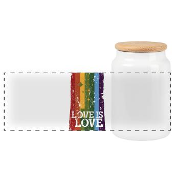 Distressed Pride Flag, Love is Love - Panoramic Cookie Jar with Wooden Lid - white - Front