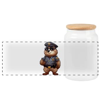 Police de la marmotte - Boîte à biscuits avec couvercle en bois - blanc - Devant