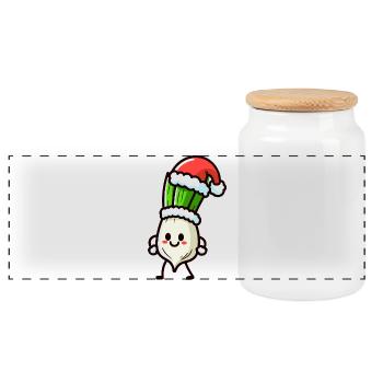 Nikolauch Spring Onion - Panoramic Cookie Jar with Wooden Lid - white - Front