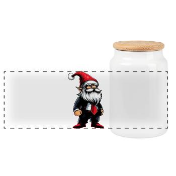 Chef Wichtel Weihnachts Gnom - Panorama Keksdose mit Holzdeckel - Weiß - Vorne