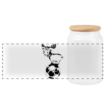 soccer reindeer symbol moose funny ball icon grafi - Panoramic Cookie Jar with Wooden Lid - white - Front
