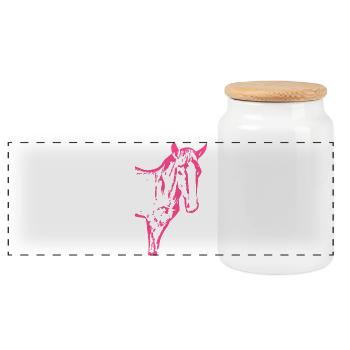 Cheval rose rose, poulain - Boîte à biscuits avec couvercle en bois - blanc - Devant