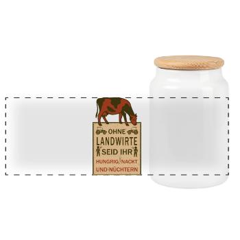 Without farmers, you're... - Panoramic Cookie Jar with Wooden Lid - white - Front