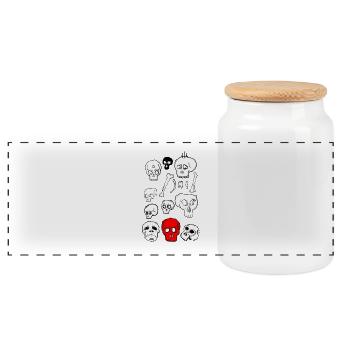 Groupe de crânes - Boîte à biscuits avec couvercle en bois - blanc - Devant