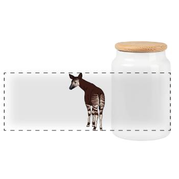 Okapi - Panorama Keksdose mit Holzdeckel - Weiß - Vorne