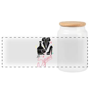 Bachelor Party Women - Design - Panoramic Cookie Jar with Wooden Lid - white - Front
