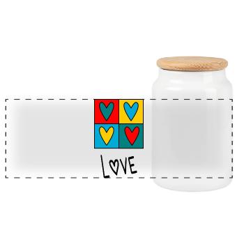 VALENTINE'S DAY. Bachelorette party. I LOVE YOU. I LOVE YOU. LOVE - Panoramic Cookie Jar with Wooden Lid - white - Front